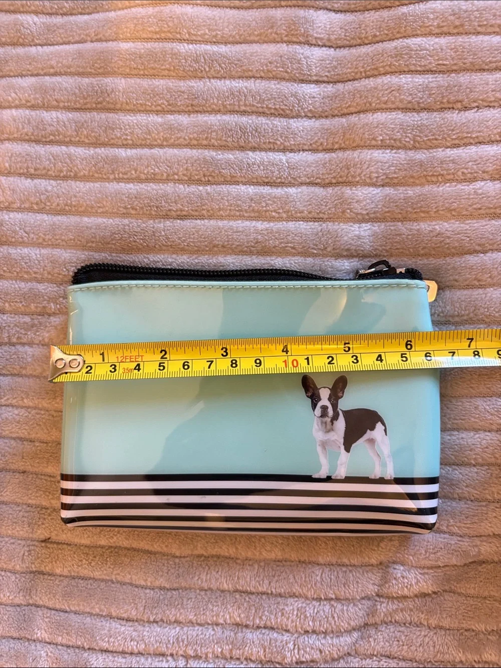 Catseye Mint Green, French BullDog Zip Cosmetic Bag